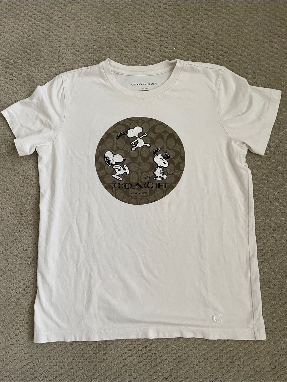 Coach x Peanuts Dancing Snoopy Signature Tee Shirt Coach Logo Circle Small